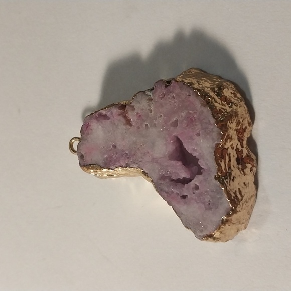 Purple Druzy Agate Crystal Geode Gemstone Pendant Charm - Picture 1 of 1